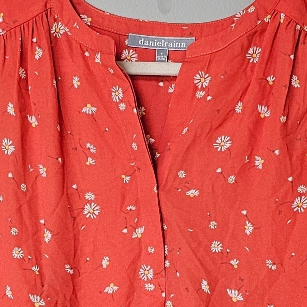 Daniel Rainn Women's Orange Sleeveless Floral Flowy Daisy Print Top, Size Small - Picture 5 of 11
